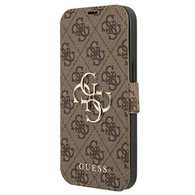 Guess GUBKP13L4GMGBR iPhone 13 Pro / 13 6.1" rudas/rudas knyginis dėklas 4G Didelis Metalinis Logotipas