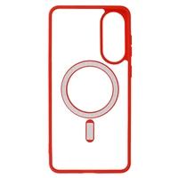 Akrilinis spalvotas Magsafe dėklas Samsung Galaxy S25 Edge raudonas