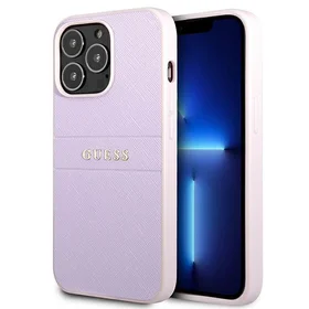 Guess Saffiano Stripe iPhone 13 Pro Max dėklas – violetinis