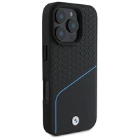 BMW Parašas Odinis Tekstūruotas ir Linija Magnetinis dėklas telefonui iPhone 16 Pro - juodas