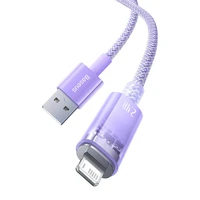 Greito įkrovimo kabelis Baseus USB-A į Lightning Explorer Series 1m 2.4A (violetinis)