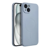 SILICONE MAG COVER dėklas telefonui suderinamas su MagSafe iPhone 15 Plus šviesiai mėlynas