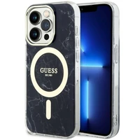 Guess GUHMP14LPCUMAK iPhone 14 Pro 6.1" juodas/juodas kietas dėklas Marble Magnetinis
