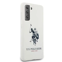 Dėklas telefonui US Polo USHCS21MSLHRWH S21+ G996 - baltas silikoninis logotipas