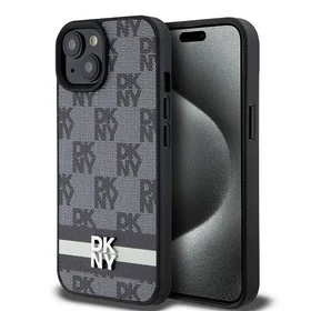 DKNY odinis languotas mono raštas ir spausdintos juostelės dėklas iPhone 15/14/13 - juodas