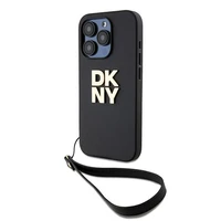 DKNY Dėklas telefonui su dirželiu ir logotipu iPhone 15 Pro - juodas