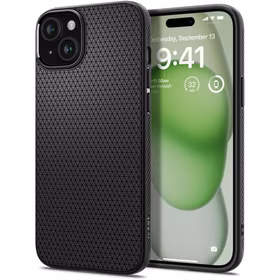 Spigen Liquid Air dėklas telefonui iPhone 15 Plus - matinė juoda