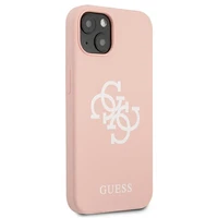Guess GUHCP13SLS4GWPI iPhone 13 mini 5.4 silikoninis 4G logotipo kietasis dėklas - rožinis