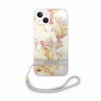 Guess GUOHCP14MHFLSU iPhone 14 Plus 6.7 "violetinis/violetinis kietas dėklas Gėlių dirželis