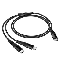Kabelis 2in1 USB C į USB C+C Hoco 1 m X123 juodas