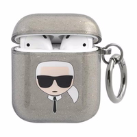 Karl Lagerfeld Glitter Karl's Head dėklas AirPods 1/2 - juodas