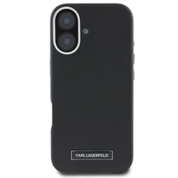 Karl Lagerfeld FW Metal Plate Magnetinis iPhone 16 Plus dėklas - juodas
