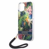 Guess GUOHCP14MHFLSB iPhone 14 Plus 6.7 "mėlynas/mėlynas kietas dėklas Gėlių dirželis