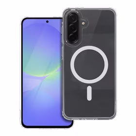 Dėklas telefonui Drop Glue spalvotas žiedinis magnētinis dangtelis suderinamas su MagSafe, skirtas SAMSUNG A36, baltas