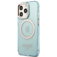 Guess Gold Outline permatomas Magnetinis MagSafe dėklas telefonui iPhone 13 Pro / iPhone 13 - mėlynas