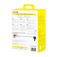 Baseus Enjoyment Max automobilinis įkroviklis su USB-C+Lightning kabeliais 60W juodas