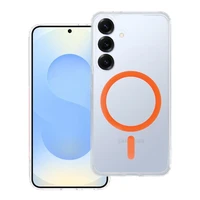 Drop Glue spalvingas žiedinis magnetinis dėklas telefonui, suderinamas su MagSafe, skirtas SAMSUNG S25, oranžinis