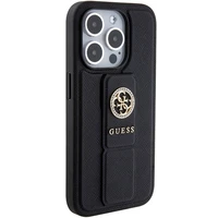 Guess dėklas telefonui su stovu Grip Stand 4G Saffiano Strass iPhone 15 Pro Max - juodas