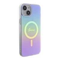 Guess IML Iridescent MagSafe dėklas iPhone 15 Plus - violetinis