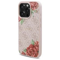 Guess GUHMP16LP4ROPEMCP iPhone 16 Pro 6.3" rožinė/rožinė kietas dėklas 4G Gėlių Raštas Magnetinis