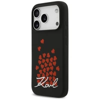 Karl Lagerfeld Silikoninis Širdies Ženklas Logo Magnetinis Dėklas telefonui iPhone 17 Pro - Juodas