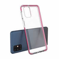 Spring Case skaidrus TPU gelis apsauginis dėklas su spalvotu rėmeliu Samsung Galaxy M31s šviesiai rožinė
