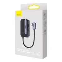 Baseus PadJoy universalus 6in1 USB-C USB-C HUB planšetei / išmaniajam telefonui - tamsiai pilkas