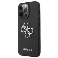 Guess Saffiano 4G Metal Logo dėklas telefonui iPhone 13 Pro / 13 6.1 - juodas