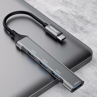 Dudao HUB 4in1 USB-C - 4x USB-A (3 x USB2.0 / USB3.0) 6.3cm juodas (A16T)