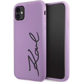 Karl Lagerfeld KLHCN61SKSVGU iPhone 11 / Xr 6.1" violetinis kietas dėklas Silikoninis Parašas