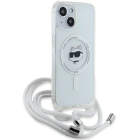 Karl Lagerfeld IML Choupette Head & Cord Magnetinis dėklas iPhone 13 / 14 / 15 - skaidrus