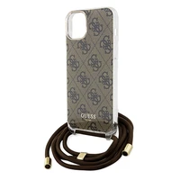 Guess Crossbody Cord 4G Print dėklas telefonui iPhone 15 / 14 / 13 - rudas