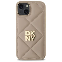 DKNY Quilted Stack Logo dėklas telefonui iPhone 14 - smėlio spalvos