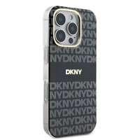 DKNY Kartotinis tekstūros raštas su juostele iPhone 16 Pro Dėklas telefonui - juodas