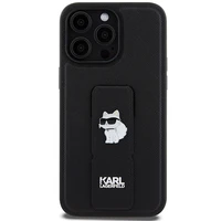 Karl Lagerfeld Gripstand Saffiano Choupette Pins dėklas telefonui iPhone 13 Pro / 13 - juodas