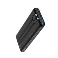 Išorinė baterija Choetech B654 10000mAh 22,5W USB-A / USB-C / micro USB su integruotu USB-C / Lightning laidu (juoda)