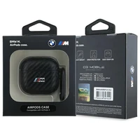 BMW BMA4CMPUCA AirPods 4 dėklas juodas/juodas PU Anglies M Kolekcija