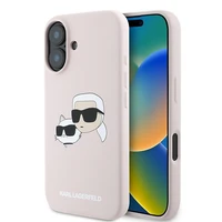 Karl Lagerfeld silikoninis dėklas telefonui Nauble Heads Print Magnetinis iPhone 16 Plus - rožinis