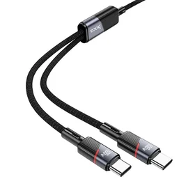 Kabelis 2in1 USB C į USB C / USB C Hoco 5A 100W 1,2 m U139 juodas