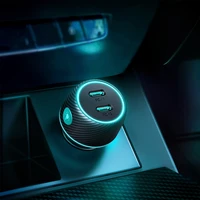 2x USB-C 70W automobilinis įkroviklis su LED apšvietimu Joyroom JR-CCN02 - juodas
