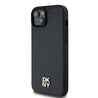 DKNY Odinis monogramos rašto metalinis logotipas Magnetinis dėklas iPhone 15 Plus / 14 Plus - juoda