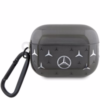 Mercedes MEAP28DPMGS AirPods Pro 2 (2022/2023) dėklas su didelio žvaigždės rašto dizainu, juodas