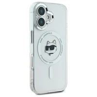 Karl Lagerfeld IML Metal Choupette Head Magnetinis iPhone 16 dėklas - baltas