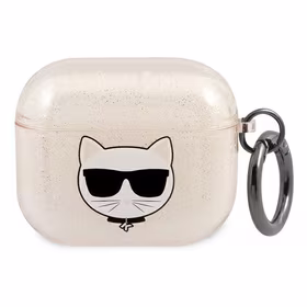 Karl Lagerfeld Glitter Choupette AirPods dėklas 3 - auksinis