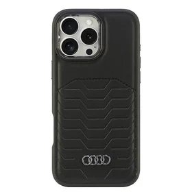 Audi Sintetinės odos Magnetinis iPhone 16 Pro Max 6.9" juodas/juodas kietas dėklas AU-TPUPCMIP16PM-GT/D3-BK