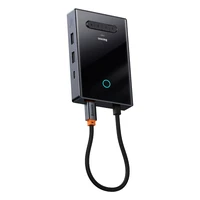 Baseus PioneerJoy 8-in-1 USB-C šakotuvas HDMI 4K@60Hz + HDMI 4K@30Hz + DisplayPort 8K@30Hz + VGA + 2 x USB-A 3.0 + 2 x USB-C - pilkas