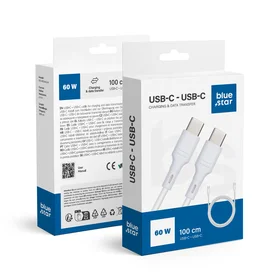 BLUE STAR kabelis 3A 60W Type C į Type C DC-001CC3.0 1 m baltas