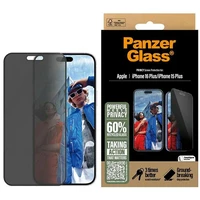 PanzerGlass privatumo apsauginis stiklas iPhone 16 Plus 6.7" itin platus P2863