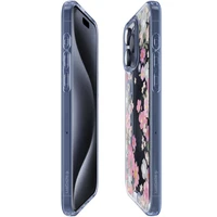 Spigen Liquid Crystal iPhone 15 Pro Dėklas telefonui - rožinės ir mėlynos gėlės