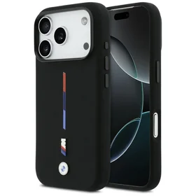 BMW M Silicon Tricolor Line MagSafe deklas iPhone 17 Pro - juodas